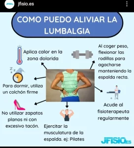 Infografía evitar lumbalgias. jfisio.es